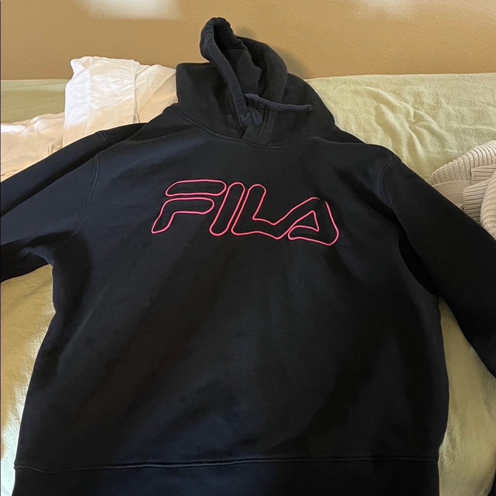Black/pink fila hoodie size M